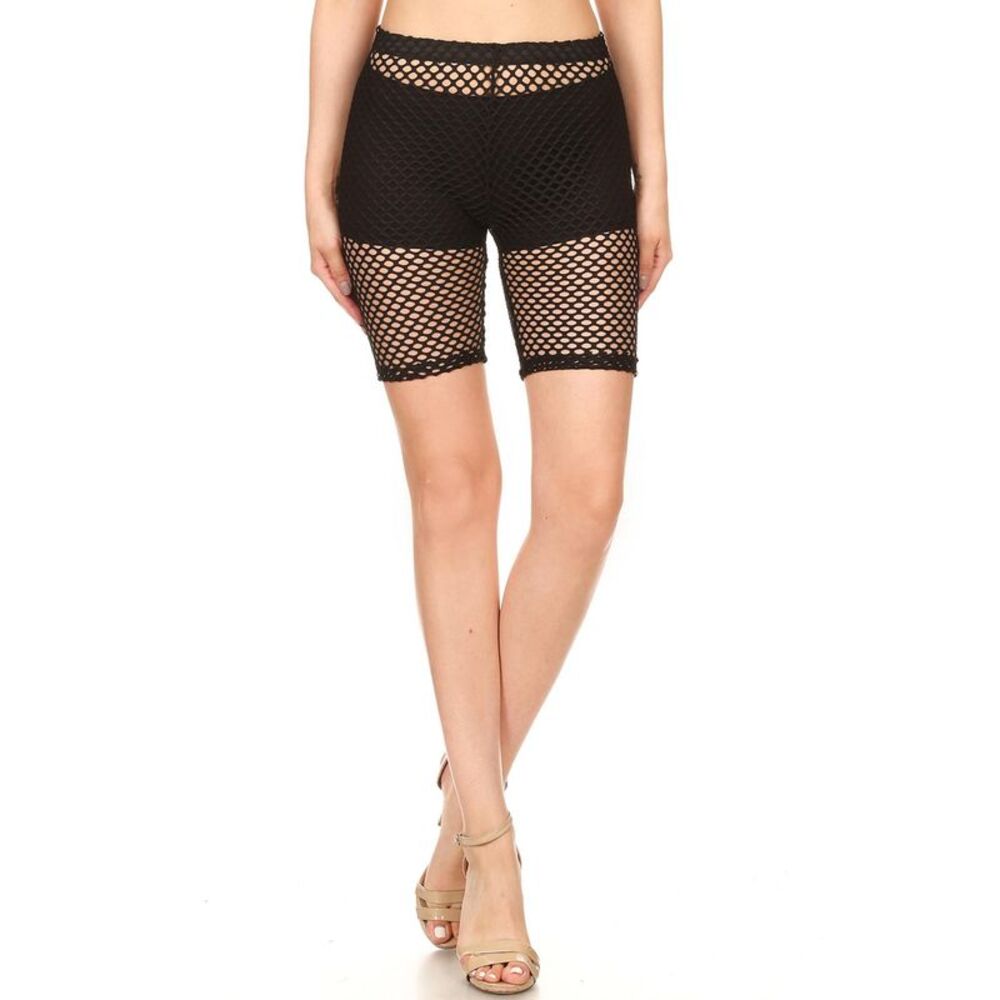 World of Leggings Black Mesh Shorts